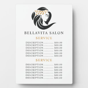 Einfaches Schwarz-Gold-Friseursalon-Logo-Servicepr Fotoplatte