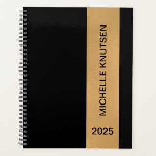 Einfaches Schwarz/Gold Personalisierter Planer 202