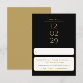 Einfaches Schwarz-Gold-Sonderdatum RSVP Karte