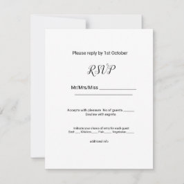 einfaches Schwarz hinzufügen Ihren Namen Text edit RSVP Karte