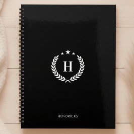 Einfaches Schwarz | Monogramm Moderner Minimalisti Planer