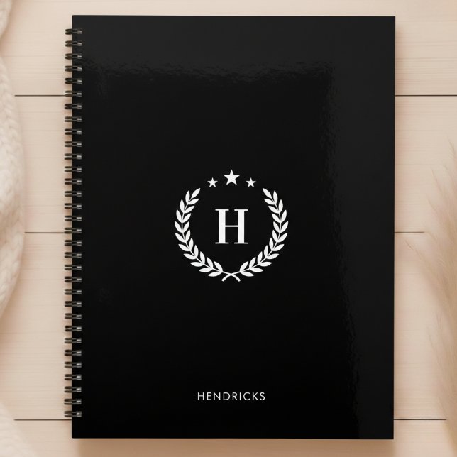 Einfaches Schwarz | Monogramm Moderner Minimalisti Planer (Von Creator hochgeladen)