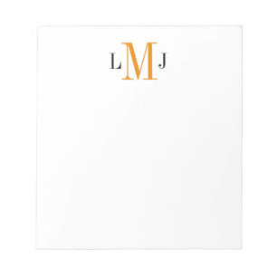 Einfaches Schwarz-Orange-Notepad für das Monogramm Notizblock