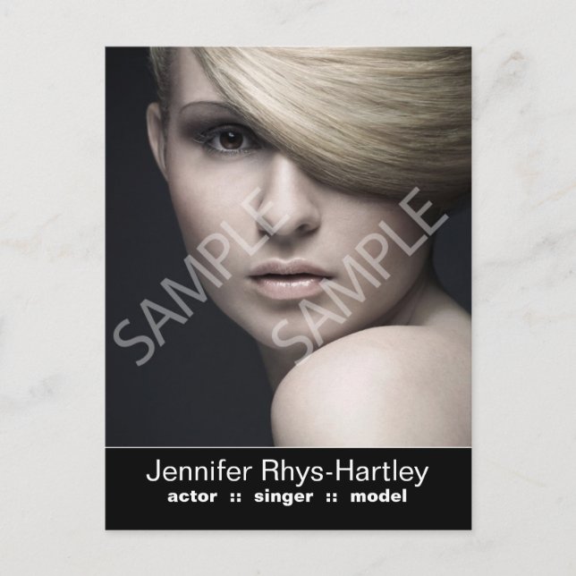 Einfaches Schwarz-Panel-Headshot Postkarte (Vorderseite)