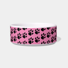 Einfaches Schwarz-Paw-Druckmuster auf Rosa Napf