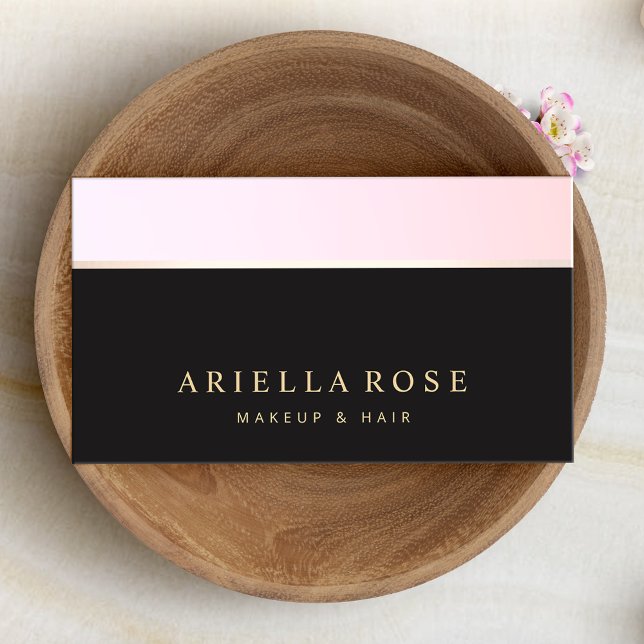 Einfaches Schwarz Rosa Ombre Schönheitssalon Visitenkarte (Von Creator hochgeladen)