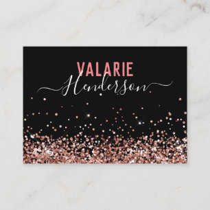 Einfaches Schwarz-Rosa-Script-Glitzer Visitenkarte