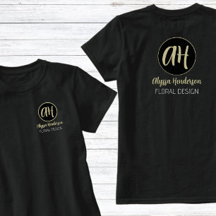 Einfaches Schwarz-Tan-Floristik-Geschäftslogo T-Shirt