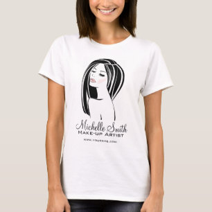Einfaches Schwarz und Rosa Frauengesicht Schönheit T-Shirt