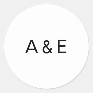 Einfaches Schwarz-Weiß-Ampersand-Monogramm-Hochzei Runder Aufkleber