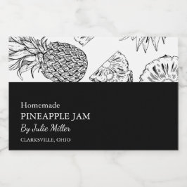 Einfaches Schwarz-Weiß-Ananas-Konfitüre Lebensmitteletikett