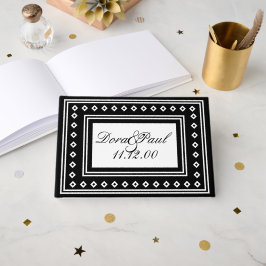 Einfaches Schwarz/Weiß Art Déco Hochzeitshaus Gästebuch
