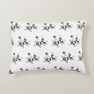 Einfaches Schwarz-Weiß-Blumen-Akzentkissen Stylisc Dekokissen