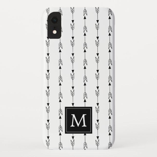 Einfaches Schwarz-Weiß-Boho-Arrow-Muster Case-Mate iPhone Hülle (Rückseite)