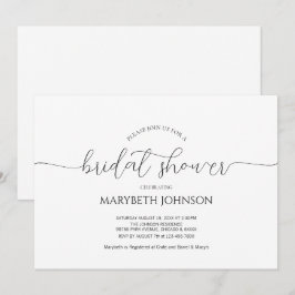 Einfaches Schwarz-Weiß-Brautparty mit minimalem Sk Einladung