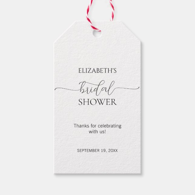 Einfaches Schwarz-Weiß-Brautparty mit minimalem Sk Geschenkanhänger (Vorderseite)