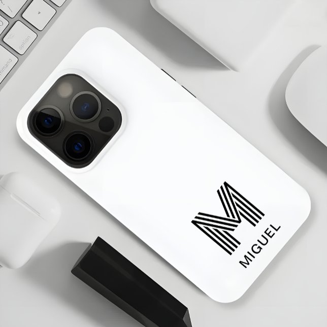 Einfaches Schwarz-Weiß-Budget für Monogramm Case-Mate iPhone Hülle (Von Creator hochgeladen)