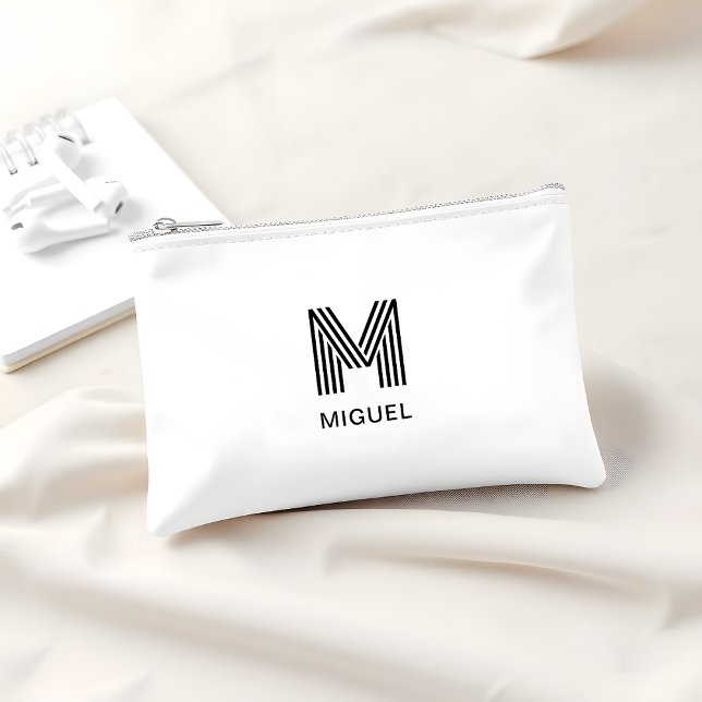 Einfaches Schwarz-Weiß-Budget für Monogramm Zubehörtasche (Von Creator hochgeladen)