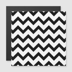 Einfaches Schwarz-Weiß-Chevron-Muster Linien Retro Magnetkarte