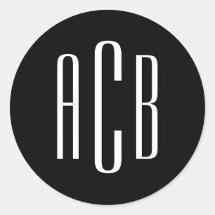 Einfaches Schwarz-Weiß-Dreistabmonogramm Runder Aufkleber