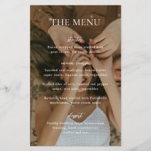 Einfaches Schwarz-Weiß-Foto Budget-Hochzeitsmenü Flyer