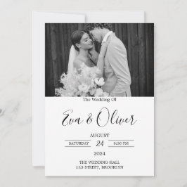 Einfaches Schwarz-Weiß-Foto für Hochzeiten Einladung