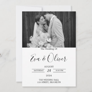 Einfaches Schwarz-Weiß-Foto für Hochzeiten Einladung