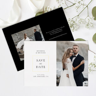 Einfaches Schwarz-Weiß-Foto Save-The-Date Folieneinladung
