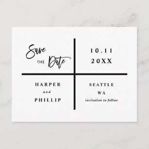 Einfaches Schwarz-Weiß-Foto Save the Date Postkarte