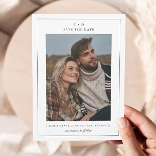 Einfaches Schwarz-Weiß-Hochzeitssemble-Foto Save The Date