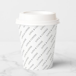 Einfaches Schwarz/Weiß-Minimal-Textmuster Pappbecher