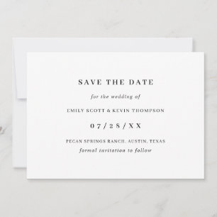 Einfaches Schwarz-Weiß-Minimalistisches Design Save The Date