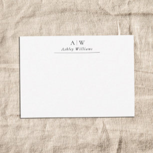 Einfaches Schwarz-Weiß-Minimalistisches Monogramm Mitteilungskarte