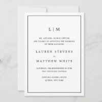 Einfaches Schwarz-Weiß-Monogramm Elegante Hochzeit