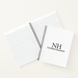 Einfaches Schwarz-Weiß-Monogramm Modern Notizbuch