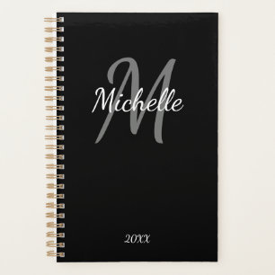 Einfaches Schwarz-Weiß-Monogramm Planer