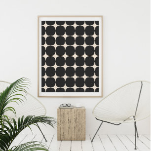 Einfaches Schwarz-Weiß-Muster im modernen Mid-Cent Poster