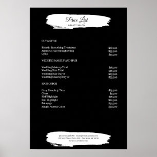 Einfaches Schwarz-Weiß-Preisliste-Poster Poster