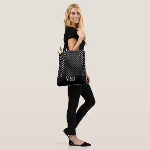Einfaches Schwarz-Weiß-Punkte-Monogramm Tasche