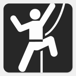 Einfaches Schwarz-Weiß-Rock-Climbing-Symbol Quadratischer Aufkleber