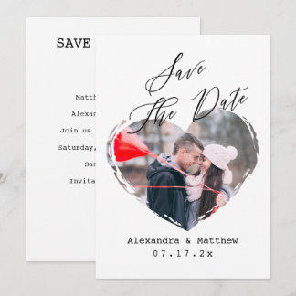 Einfaches Schwarz-Weiß-Script Minimalistisches Her Save The Date