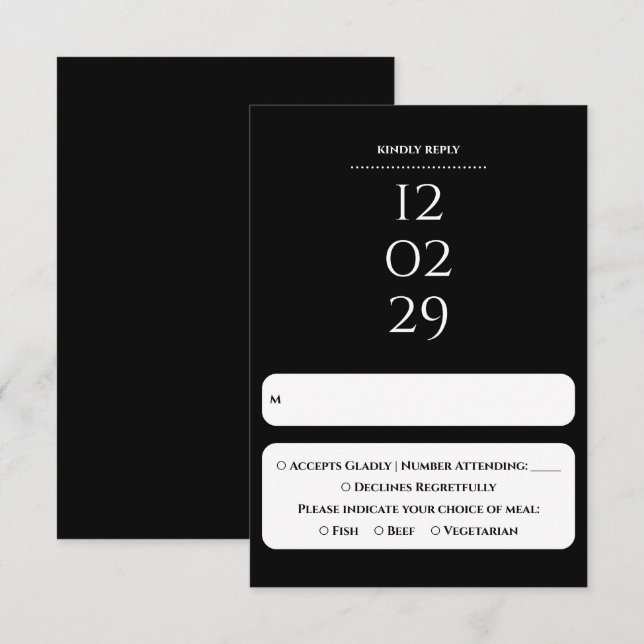 Einfaches Schwarz-Weiß-Sonderdatum RSVP Karte (Vorne/Hinten)
