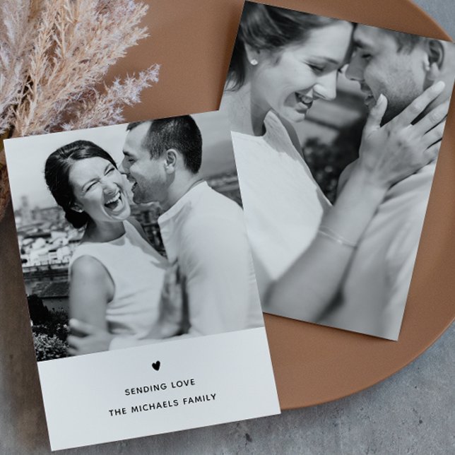 Einfaches Schwarz-Weiß-Valentingrüßen Feiertagskarte (Von Creator hochgeladen)