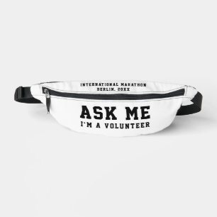 Einfaches Schwarz-Weiß-Volunteer-Ask-Bold-Typo Bauchtasche