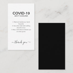 Einfaches Schwarz-weißes Covid Safety Guidelines P Visitenkarte