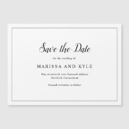 Einfaches Schwarz-weißes Elegant Speichern des Dat Magneteinladung