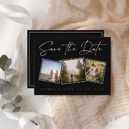 Einfaches Schwarz-weißes Foto Hochzeit speichern S Ankündigungspostkarte