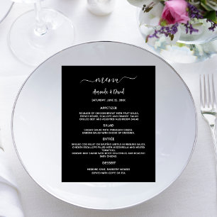 Einfaches schwarz-weißes Hochzeitsmenü
