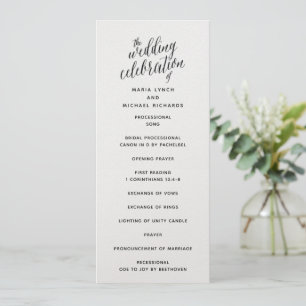 Einfaches schwarz-weißes Hochzeitsprogramm  Einladung