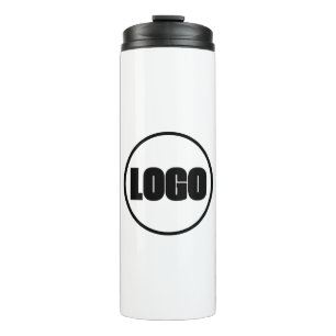 Einfaches Schwarz-weißes Logo für die minimale Wer Thermosbecher